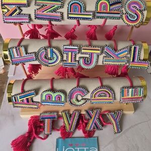 Colorful Beaded Initial Letters Adjustable Bracelet